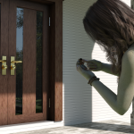The young giant is carrying her small neighbor inside her home.